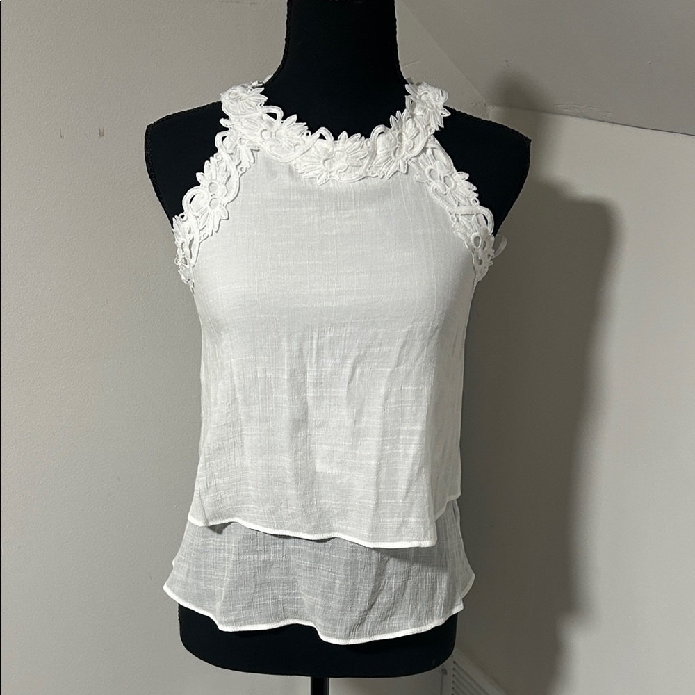 BCX White Lace Accent Tank Top